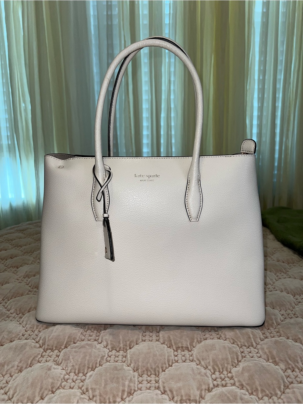 kate spade Bone Pebbled Leather Tote with Double Handles